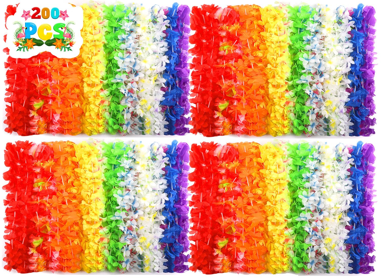 Grestar Hawaiian leis bulk with colorful flowers for vibrant luau party decor