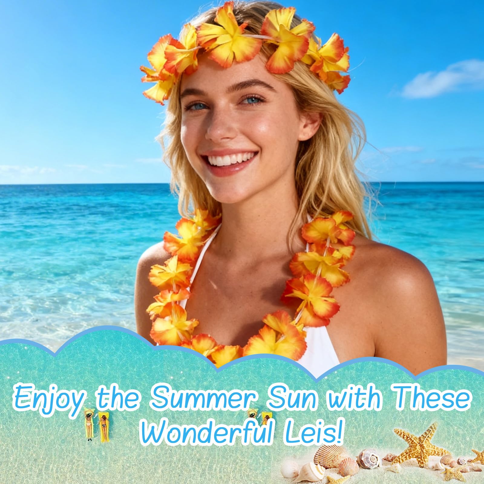Grestar leis feature odorless, lightweight fabric ideal for beach parties