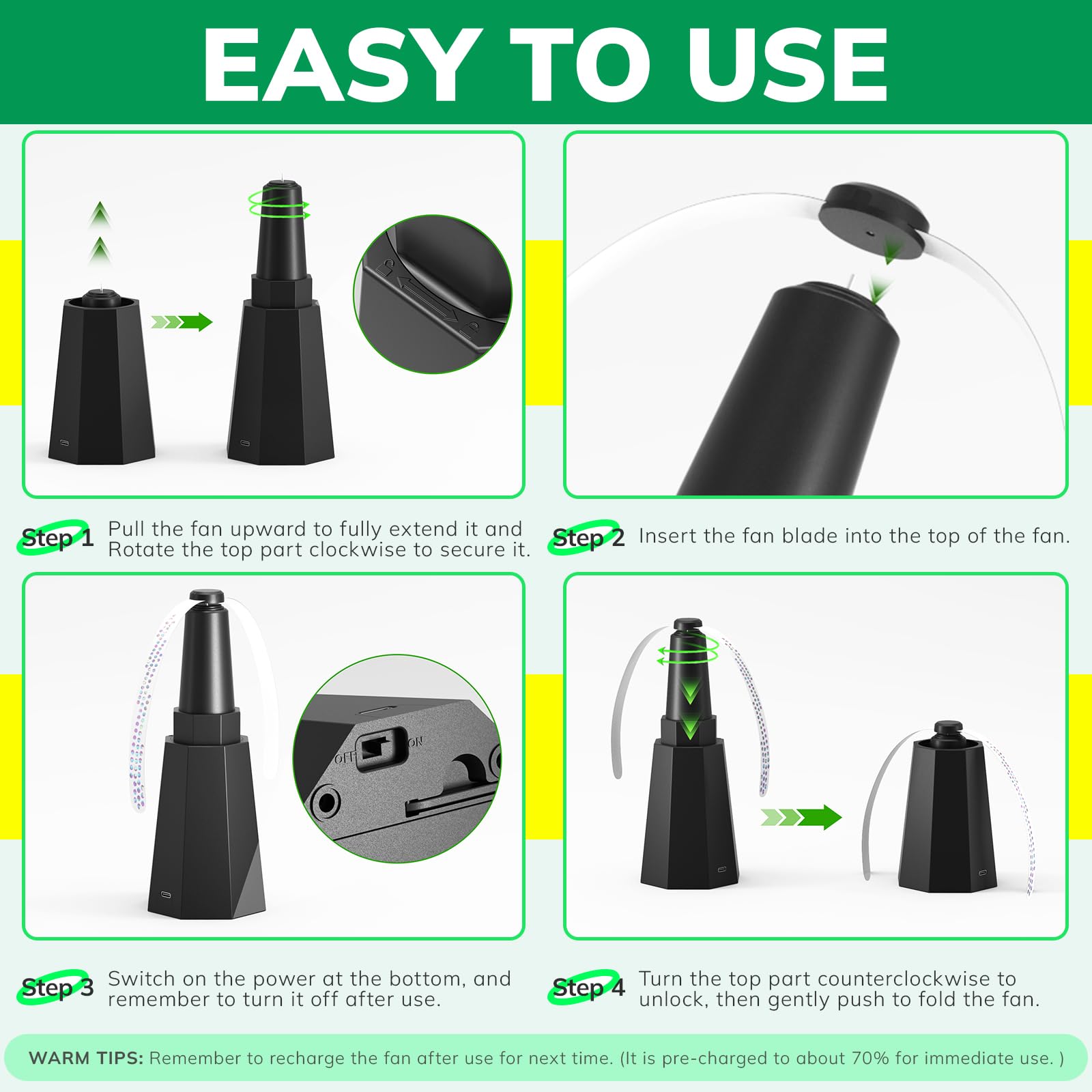 Grete Gotye USB-A to Type-C charging compatibility enables quick recharges for longer outings.