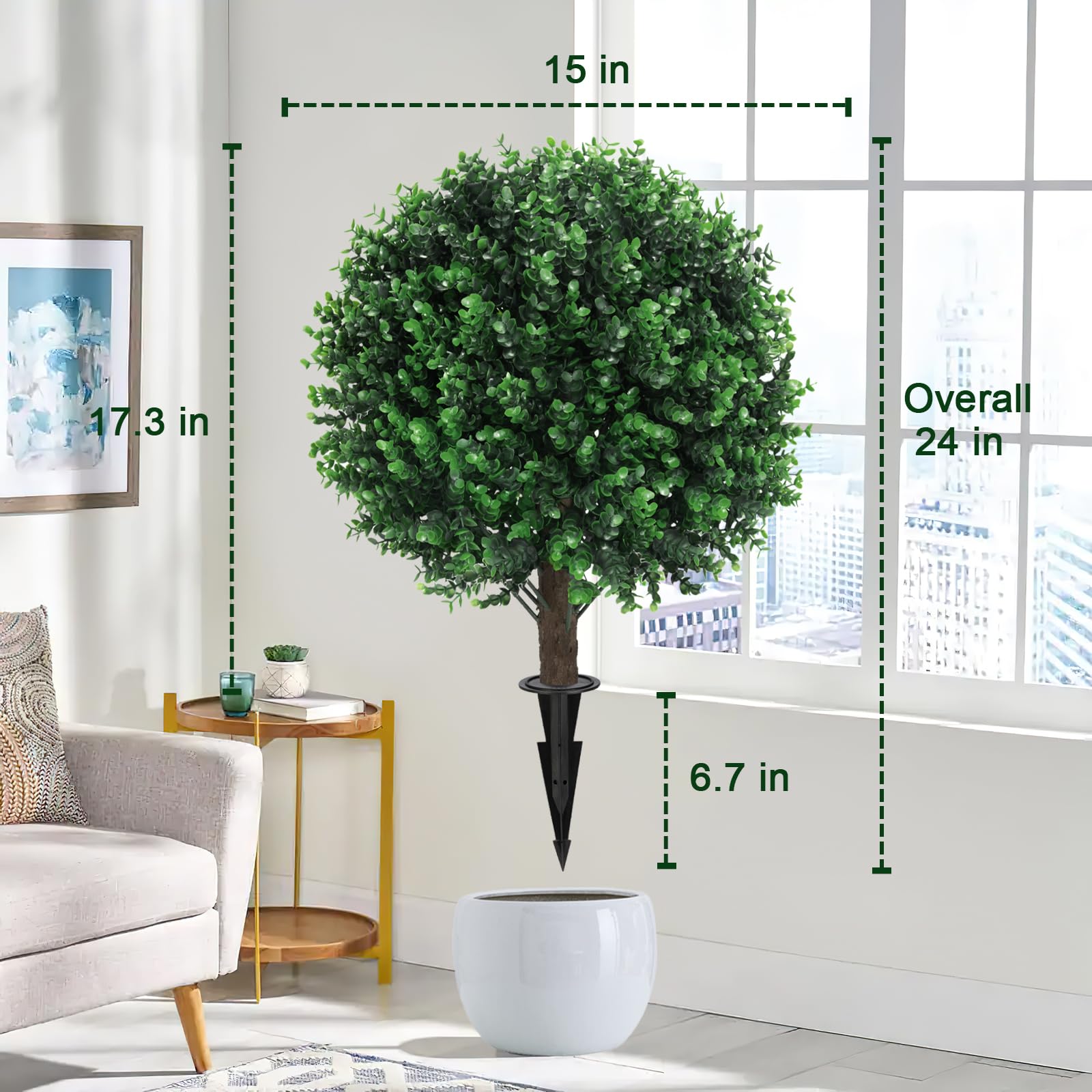 Grewyear boxwood topiary ball close-up highlights lifelike texture for year-round appeal.