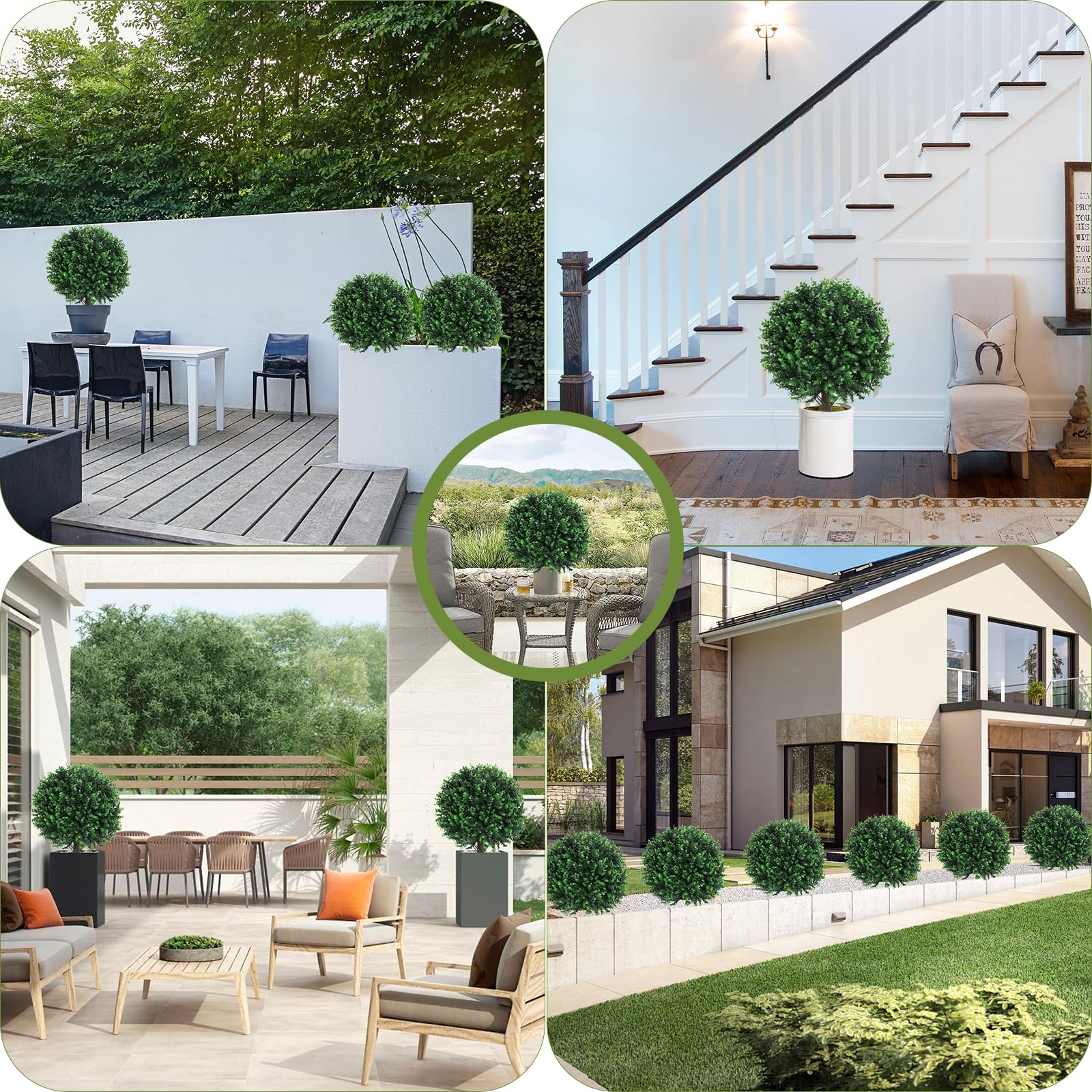 Grewyear two-pack topiary set enhances entryways with quick setup.