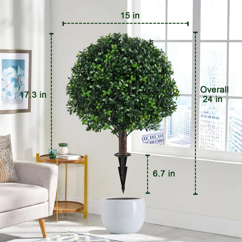 Grewyear outdoor topiary with spike installs quickly for instant entryway framing.