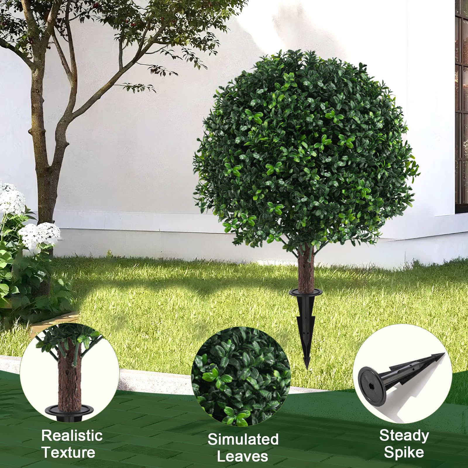 Grewyear 2-pack topiaries create lush visual impact on patios and entryways.