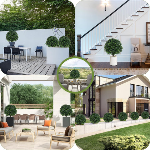Grewyear weatherproof boxwood topiary offers maintenance-free outdoor decor.