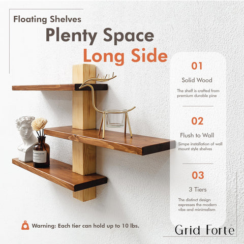 GRID FORTE 3 Tier Shelf close up pine grain and texture