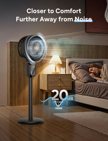 GRIDR PolyFan quiet operation with DC motor for peaceful evenings