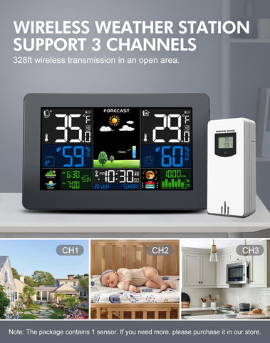 Grilza Weather Station moon phase view helps plan evening outdoor activities.