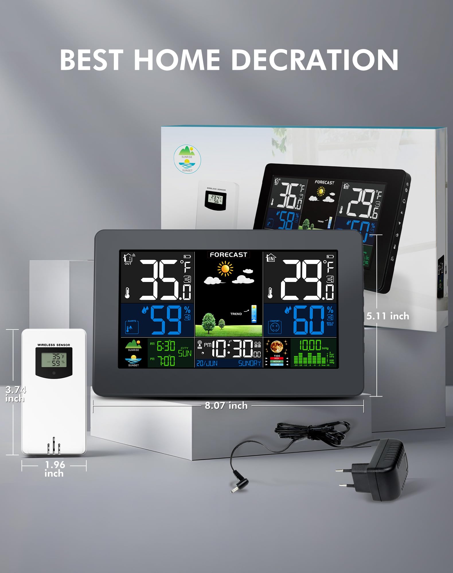 Grilza Weather Station supports multi-sensor connection for full-house weather insight.