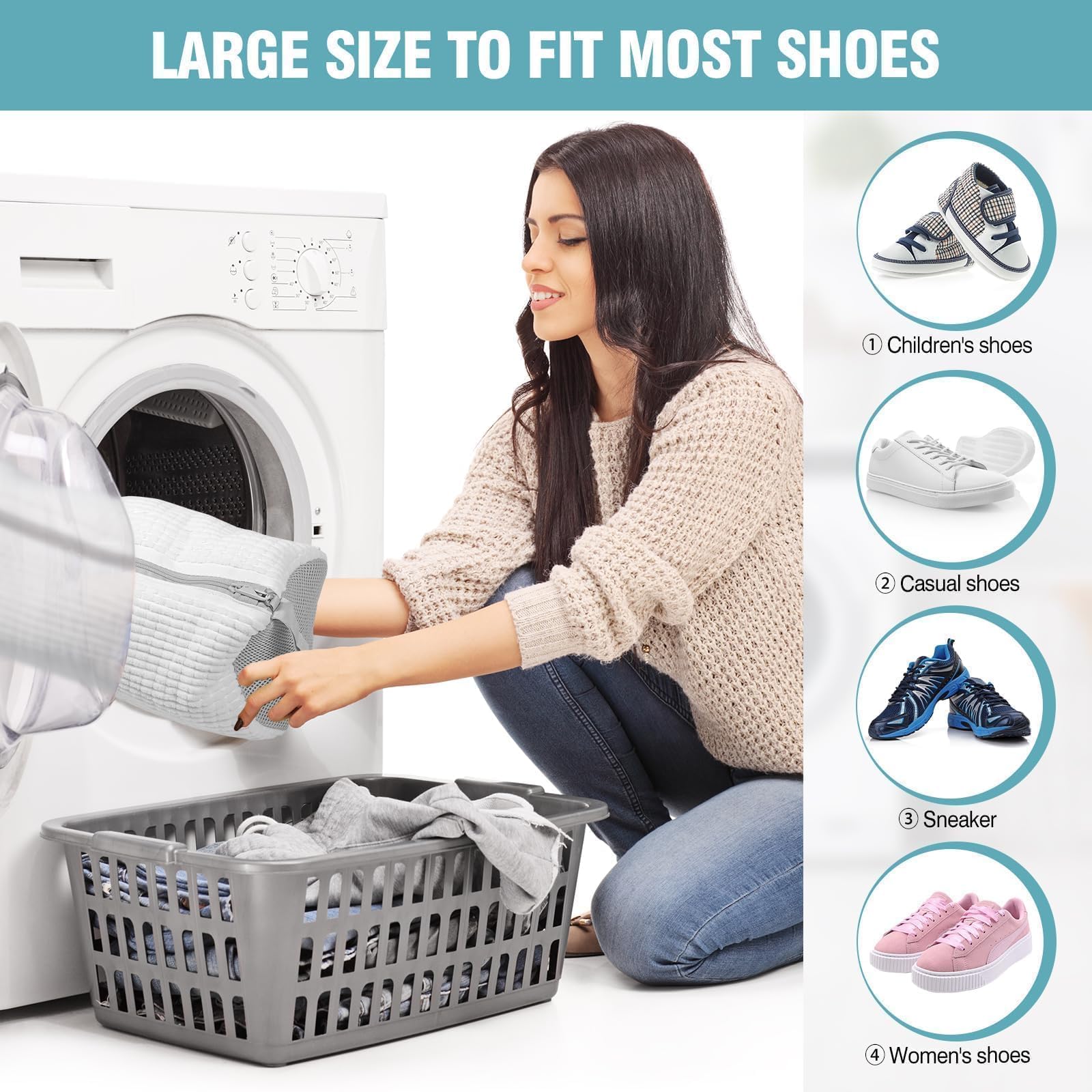 Gripooaven contrasting color design adds style to laundry routine.