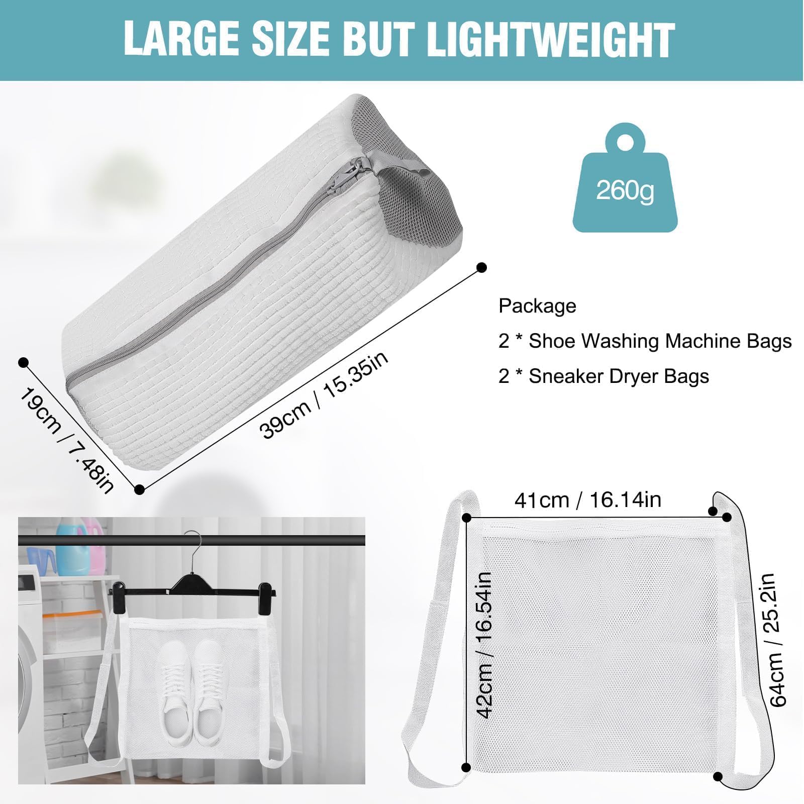 Gripooaven large-capacity bag 39x19 cm to hold sneakers and more.