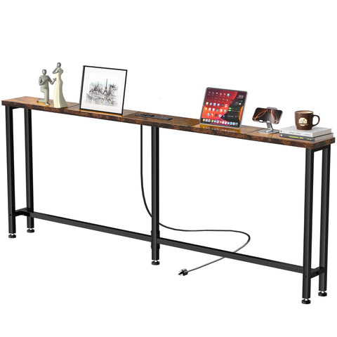 GRLEAF 70-inch sofa table behind couch with outlets for easy charging