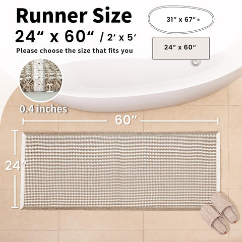 GRLYUH bath mat with non-slip backing stays put on tile surfaces