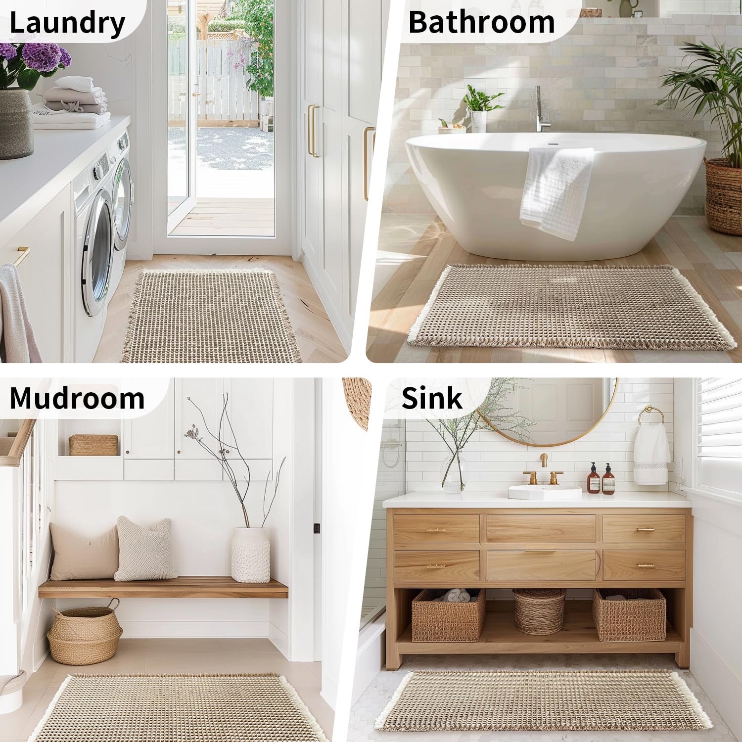 Long GRLYUH bath mat 24x60 in dries quickly after use