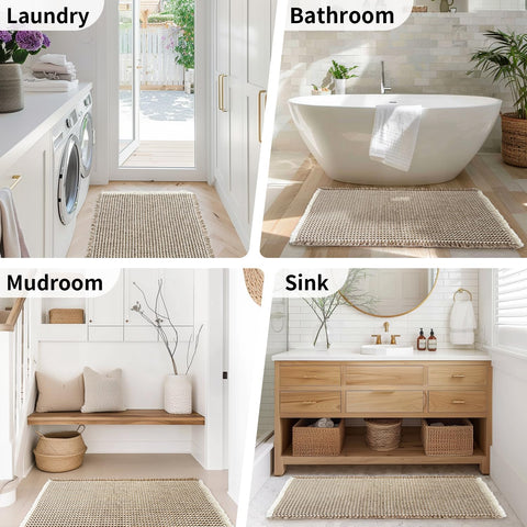 Long GRLYUH bath mat 24x60 in dries quickly after use