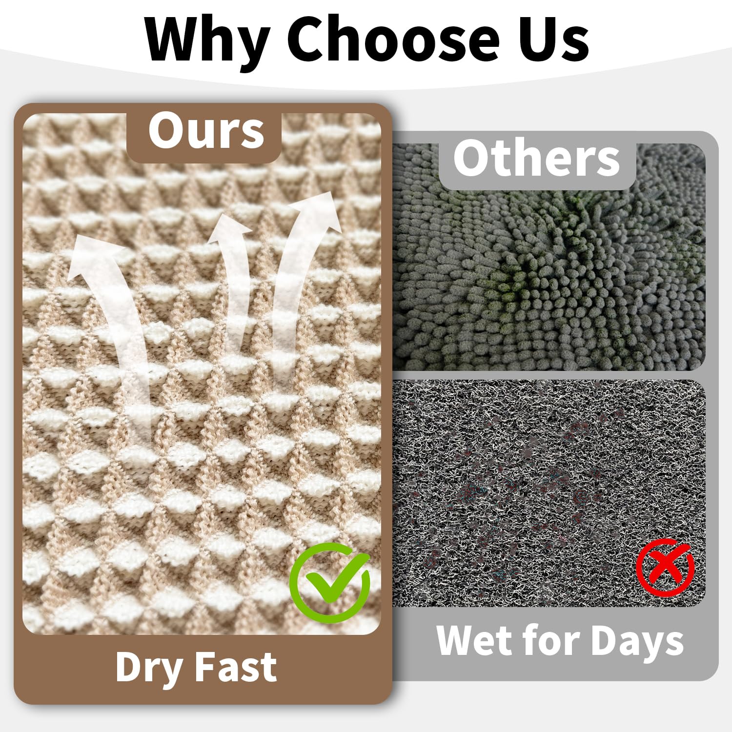 GRLYUH quick-dry waffle weave dries fast after use.