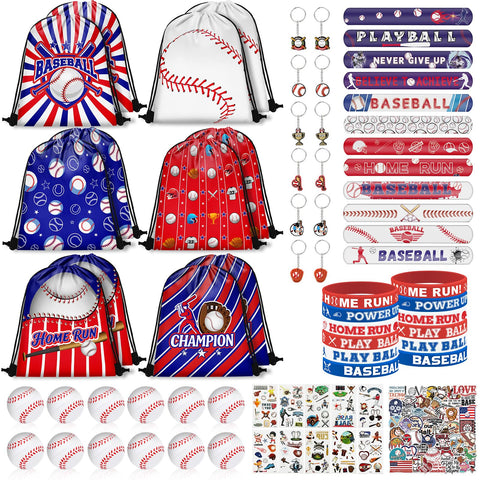 Grneric baseball goodie bags with six patterns, ideal for festive party favors.