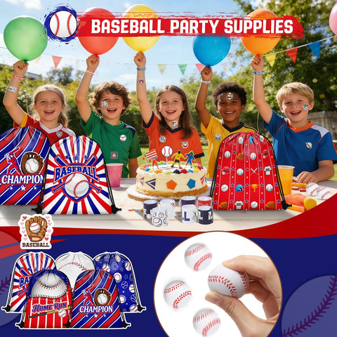 Grneric baseball stickers brighten loot bags and inspire decorating.