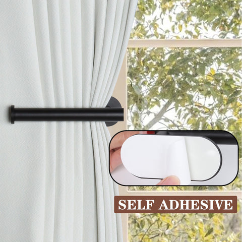 Groleca holdbacks with a peel-and-stick setup for effortless curtain organization.