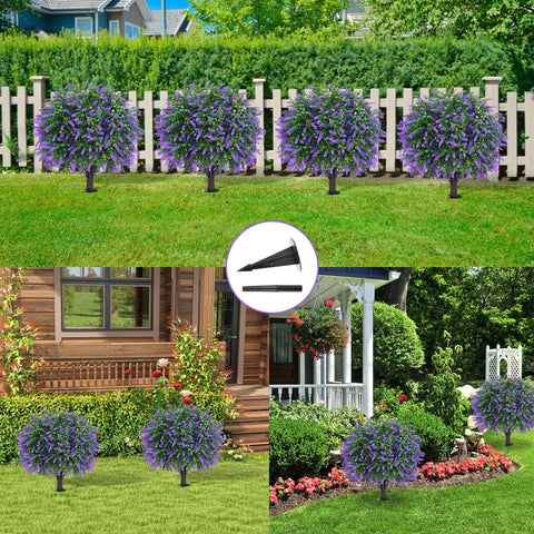 Weather-ready topiary ball brightening patios and entryways.