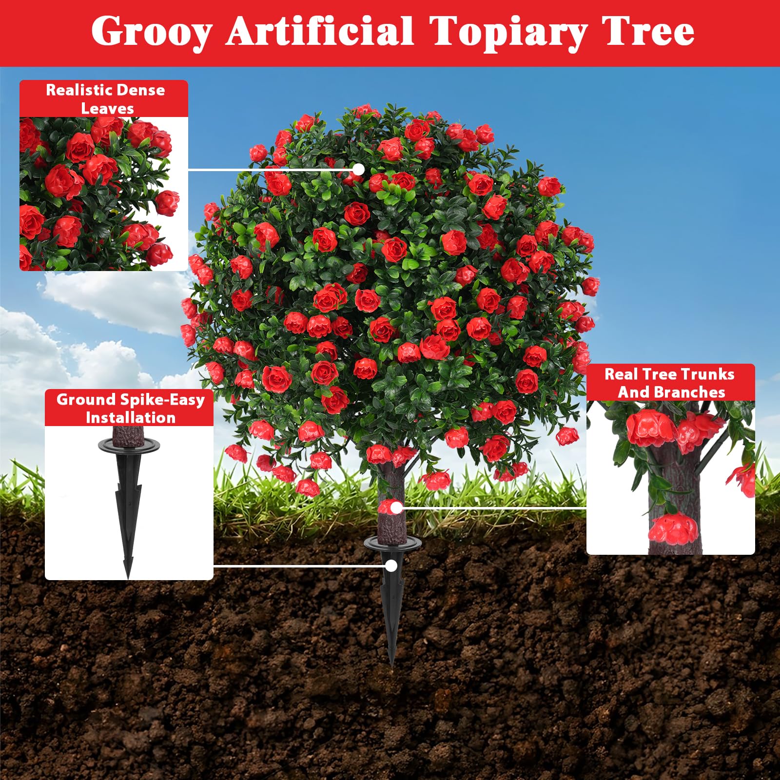 Grooy topiary UV-resistant outdoor display in sun