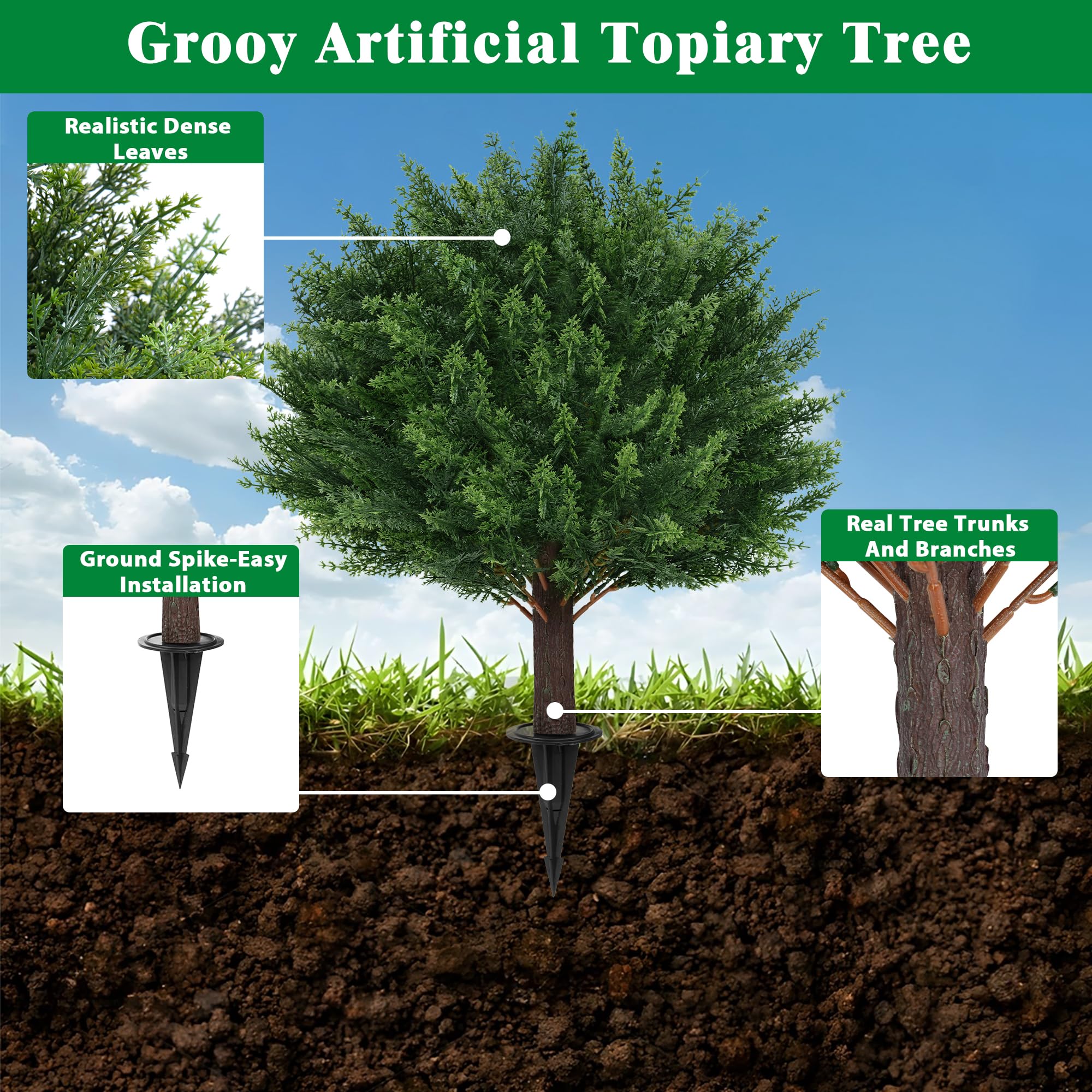Grooy cypress topiary displayed in a modern planter for stylish outdoor spaces