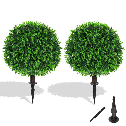 Grooy two-pack artificial eucalyptus topiary front view for porch greenery