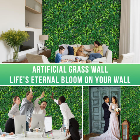Grooy boxwood panels outdoors applied to garden fence for privacy