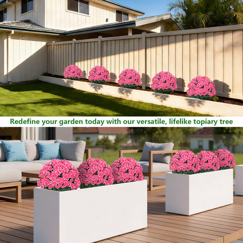 Grooy easy-install topiary with ground stakes for planter or soil.