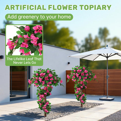 Grooy easy-install outdoor topiary bougainvillea sits securely in pots or soil.