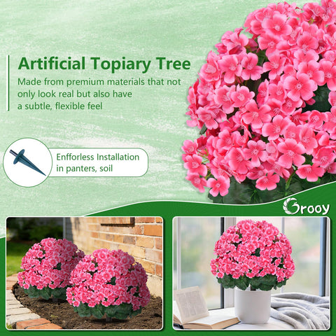 Grooy durable fake plant remains vibrant in sun and rain.