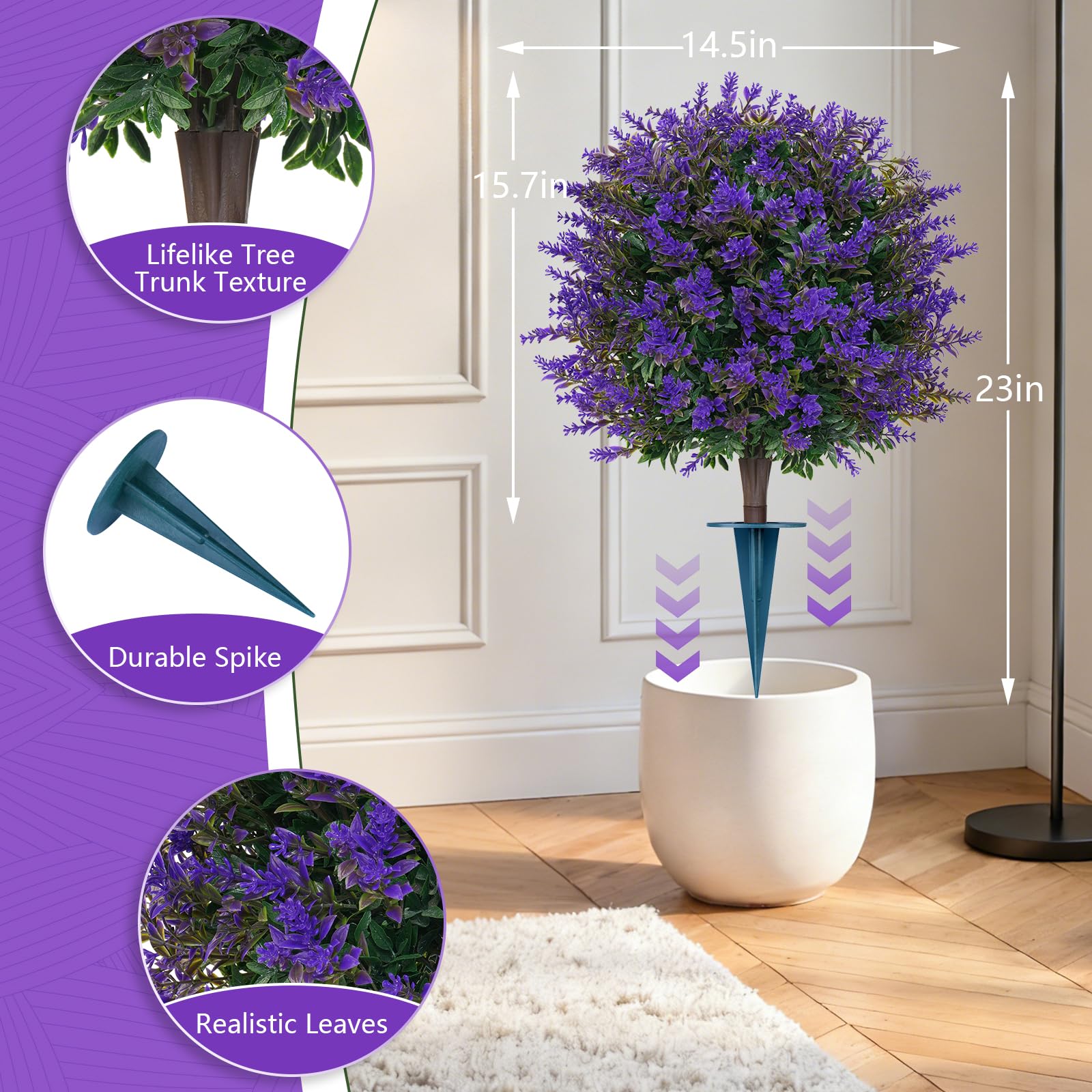 Grooy lavender topiary in planter adding year-round curb appeal.