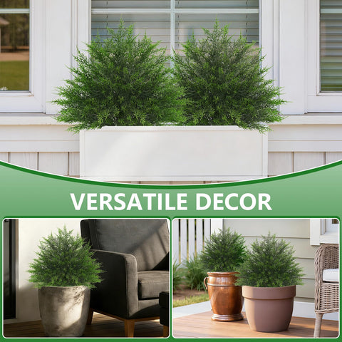 Grooy outdoor topiary uses durable plastic leaves for weather resilience.
