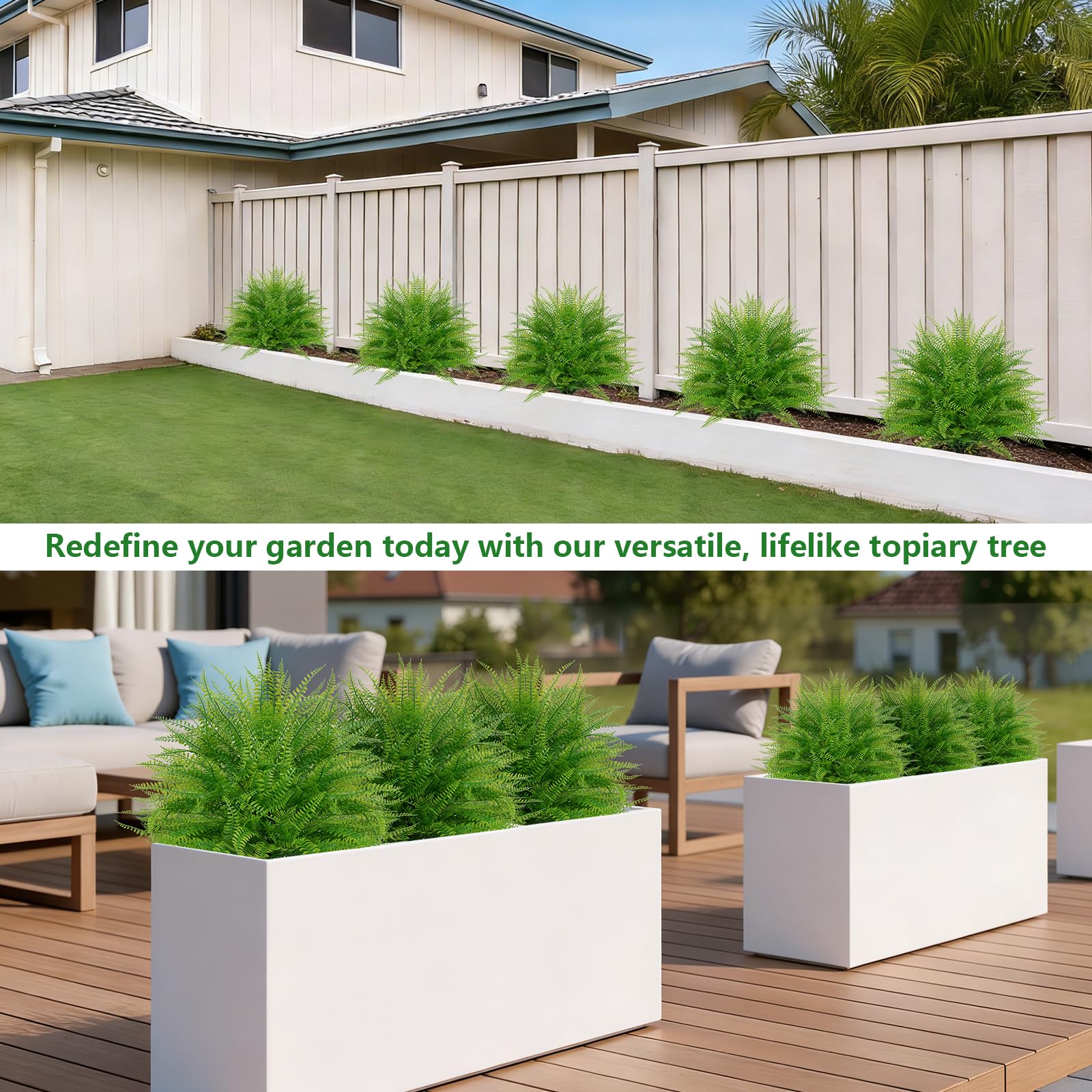 Grooy artificial Boston ferns brighten balconies with maintenance-free decor