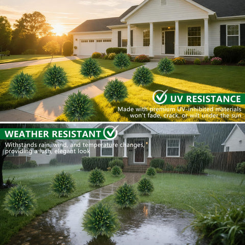 Grooy two-piece topiary set enhances porches and patios.