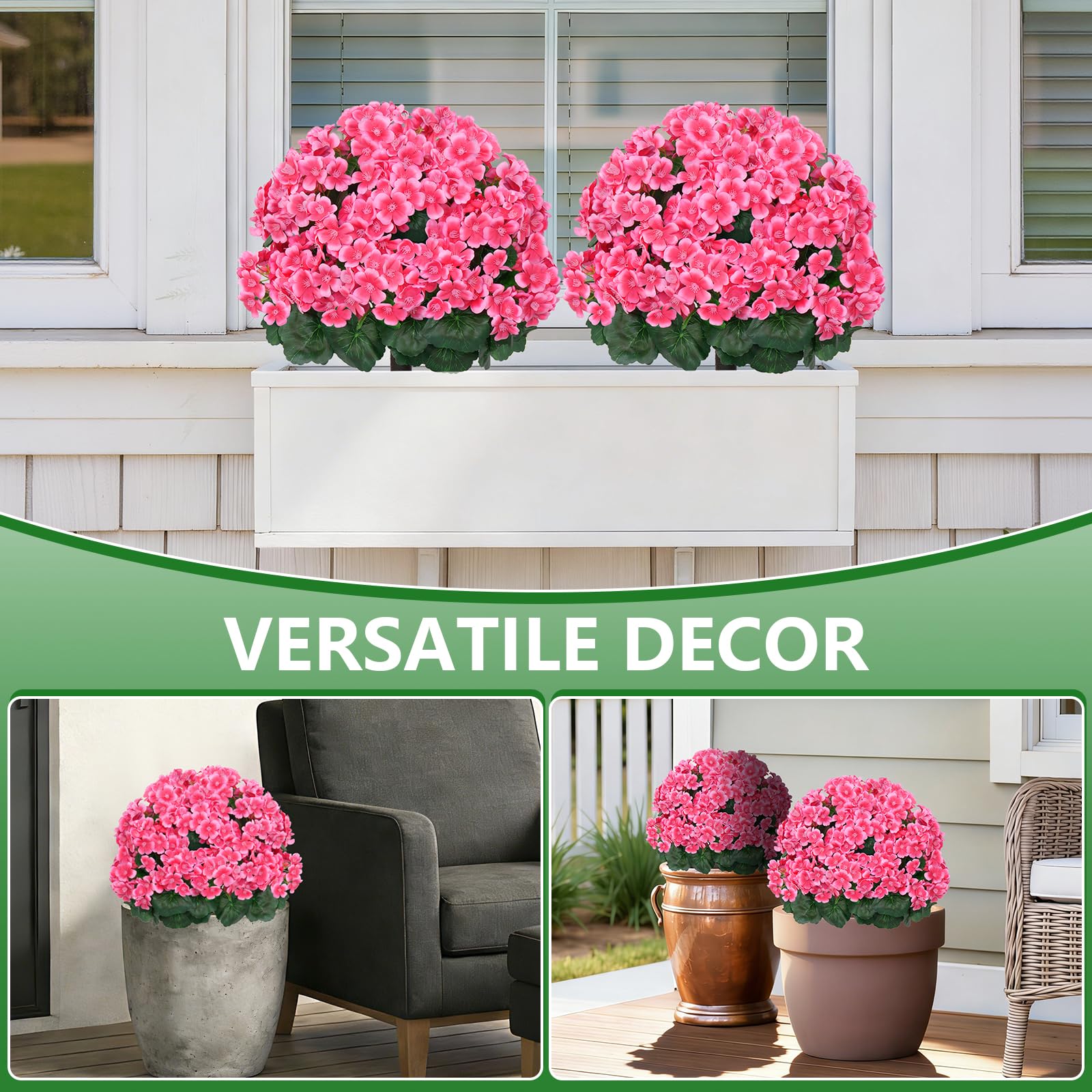 Grooy weather-resistant silk plants provide durable pink garden decor.
