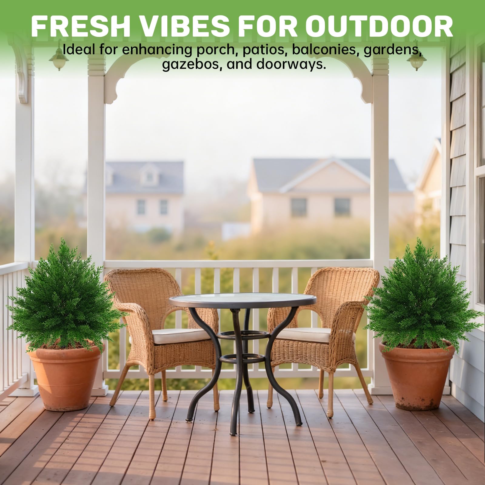Grooy weatherproof foliage maintains color through seasons.