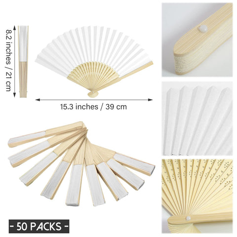 Grosun folding hand fan with bamboo ribs ideal for weddings and parties.