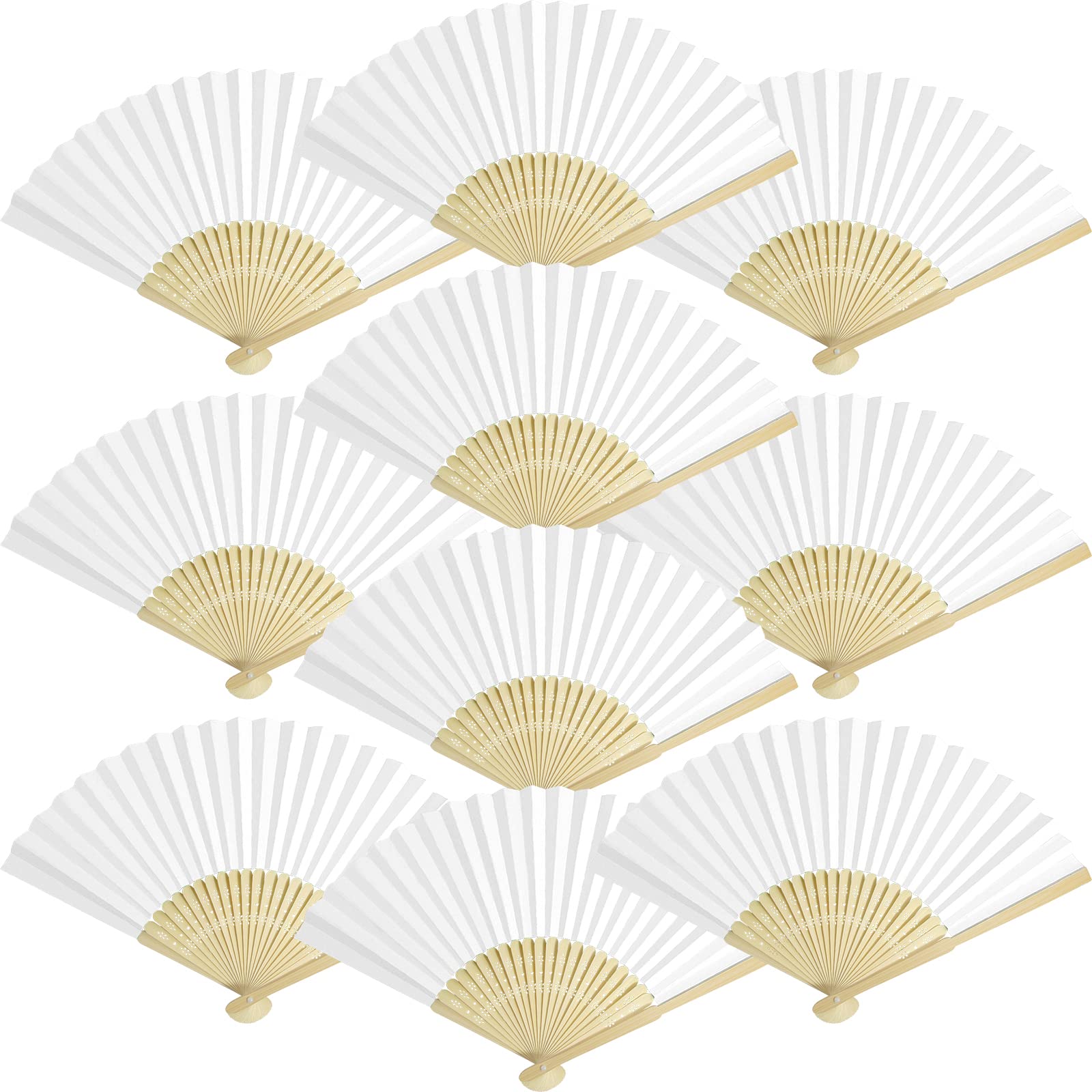 Grosun white paper fan 8.2-inch open for elegant cooling at events.