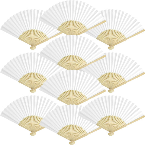 Grosun white paper fan 8.2-inch open for elegant cooling at events.