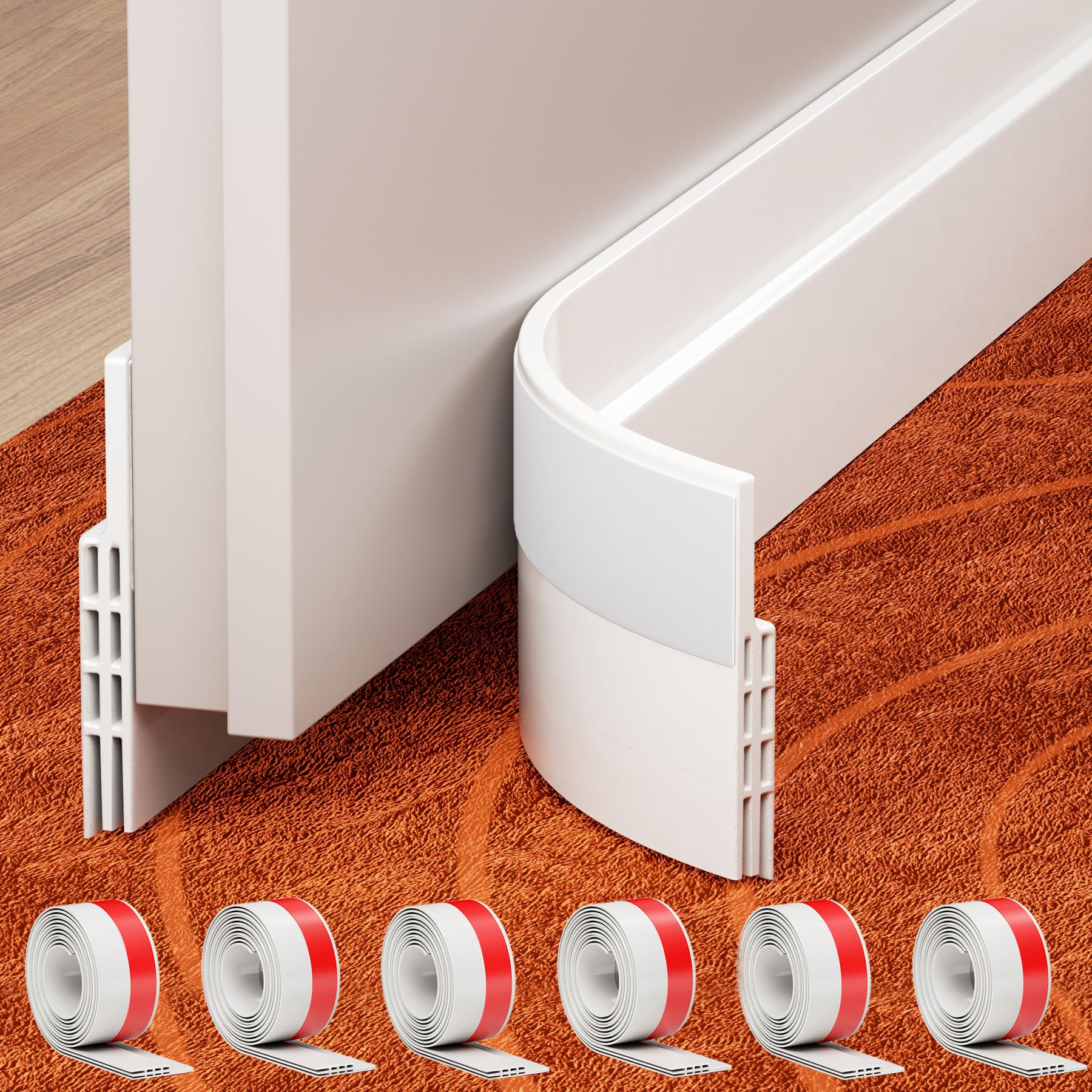 GroTheory 6-pack door draft stoppers packaged for easy storage.