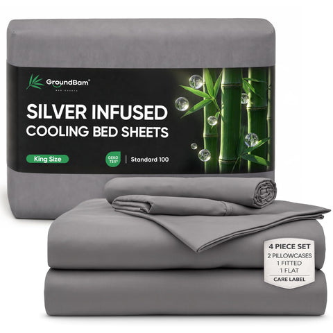 GroundBam Miracle Sheets close-up of silver-infused fabric promoting freshness