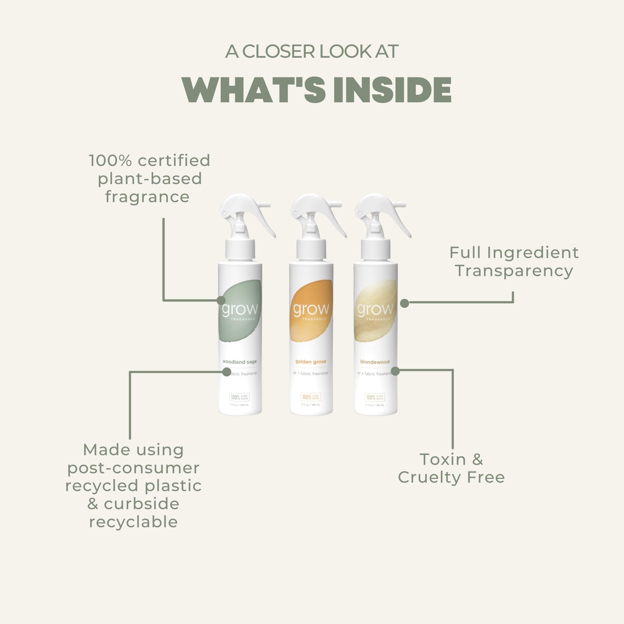 Grow Fragrance Blondewood kitchen spray delivers a fresh vanilla-sage blend
