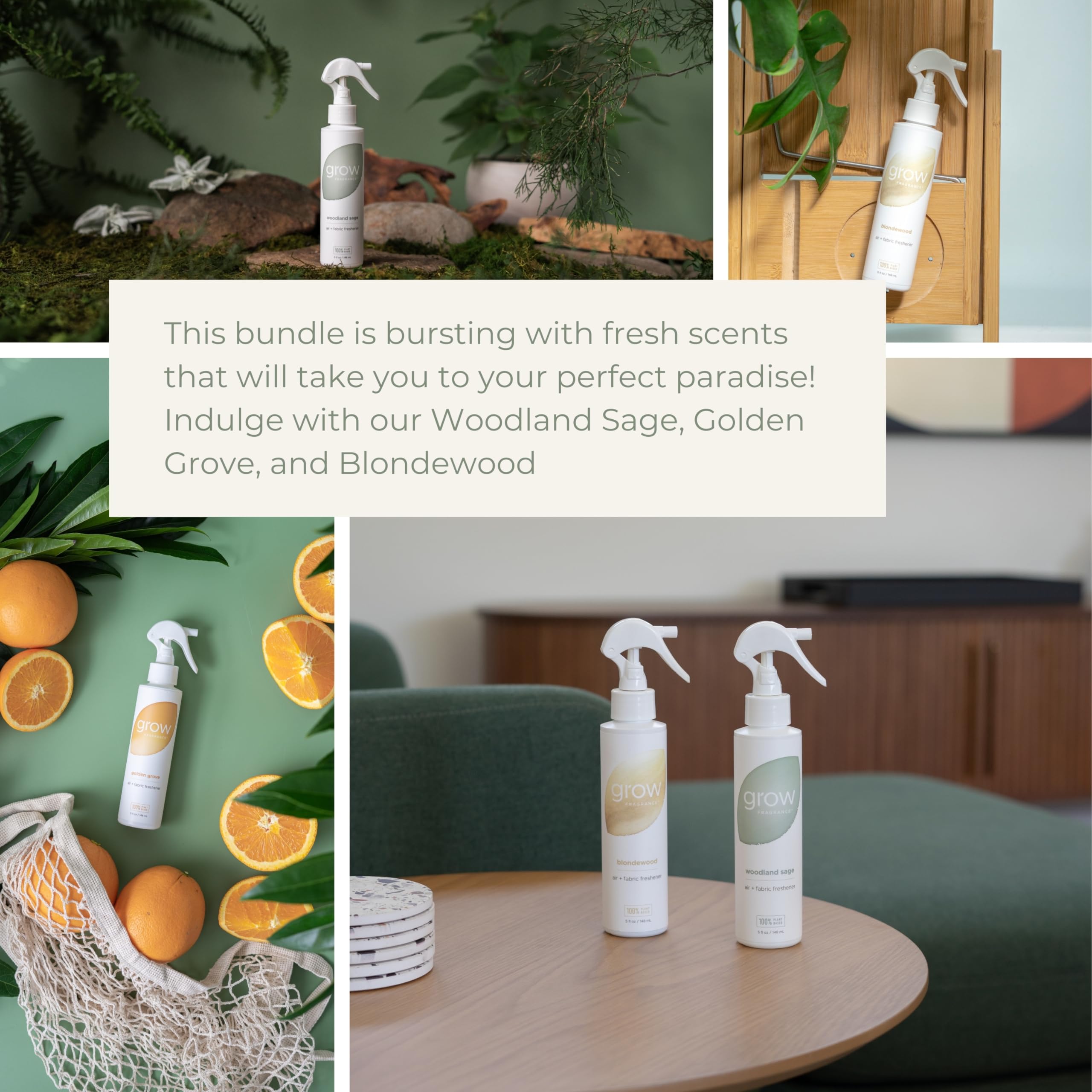 Grow Fragrance Blondewood label closeup highlights pure plant-based formula