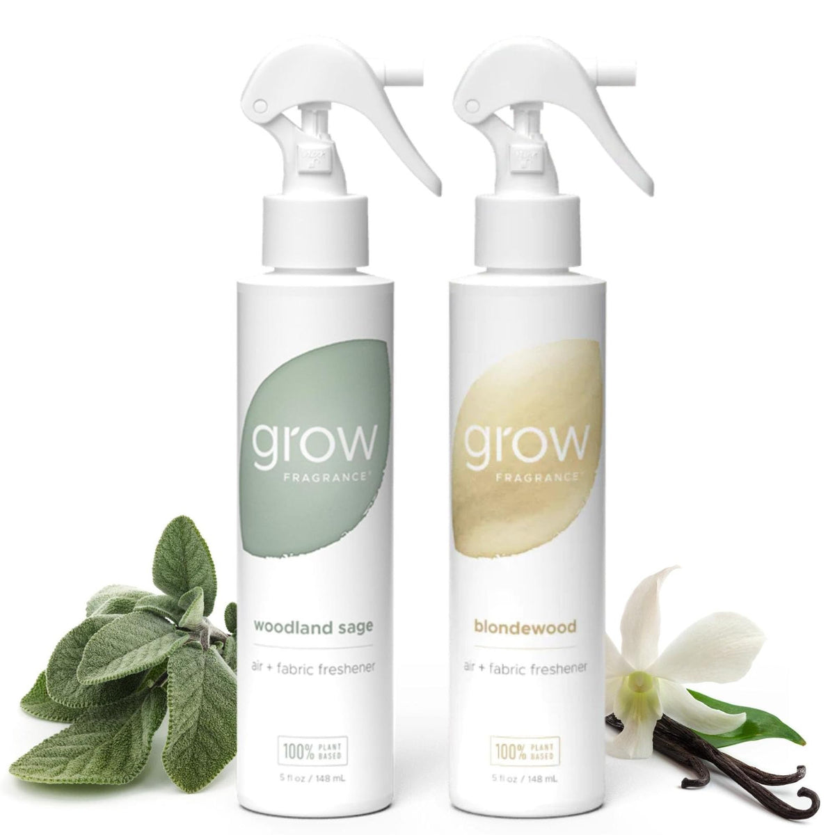 Grow Fragrance Blondewood Woodland Sage bottle, natural plant-based air freshener for fresh rooms