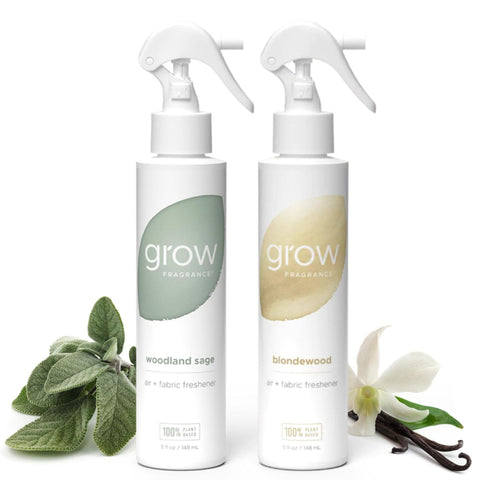 Grow Fragrance Blondewood Woodland Sage bottle, natural plant-based air freshener for fresh rooms