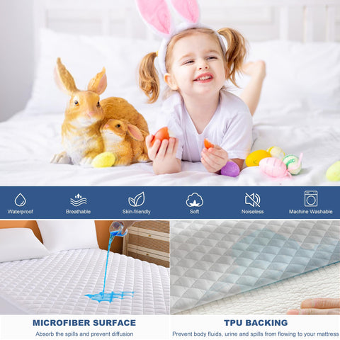 GRT King Waterproof Mattress Pad quilted texture closeup emphasizes soft breathable fabric
