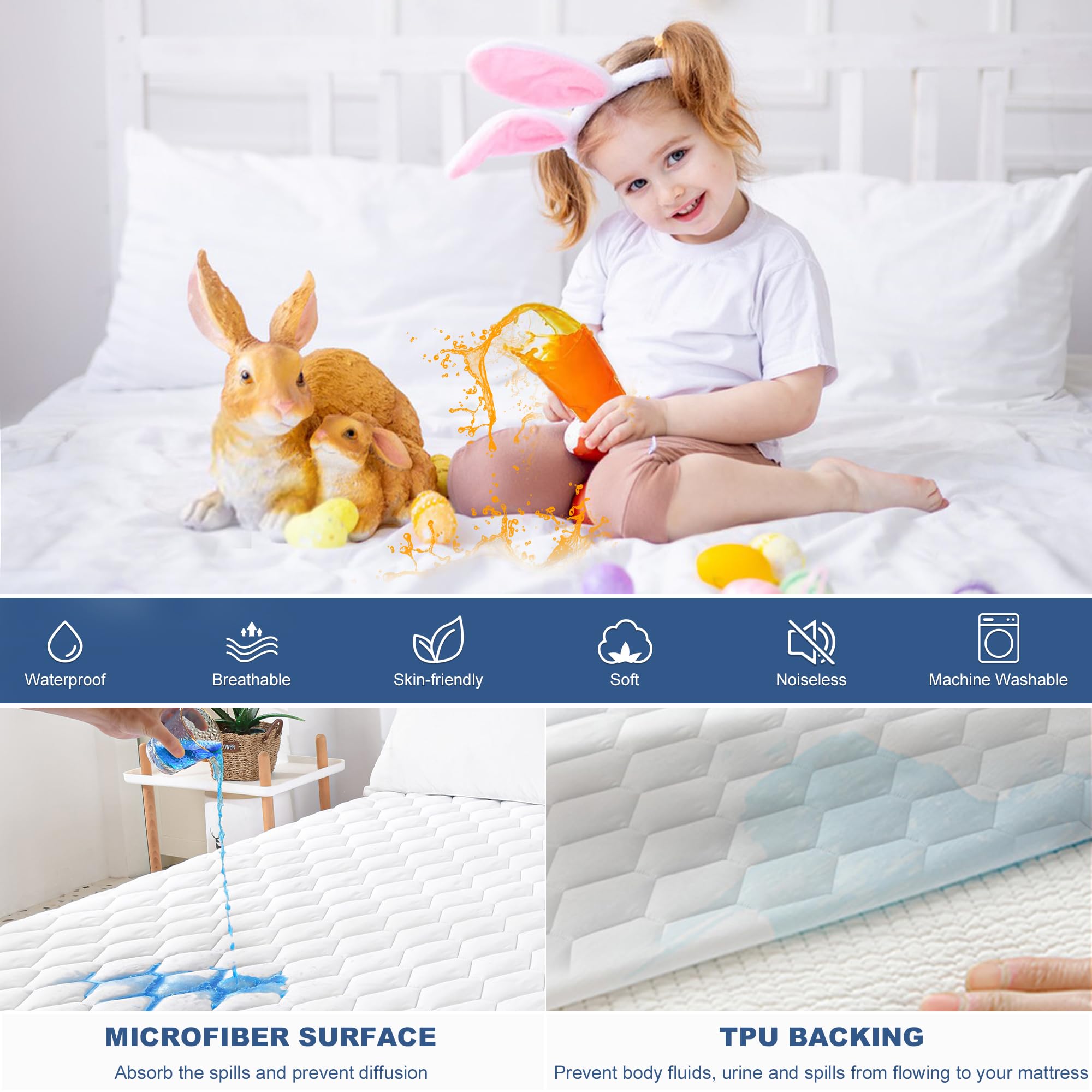 GRT twin mattress protector fitted edges for a snug secure fit on twin mattresses