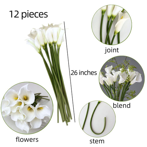 grtefhu Calla Lily 26in white with bendable stems for tall arrangements