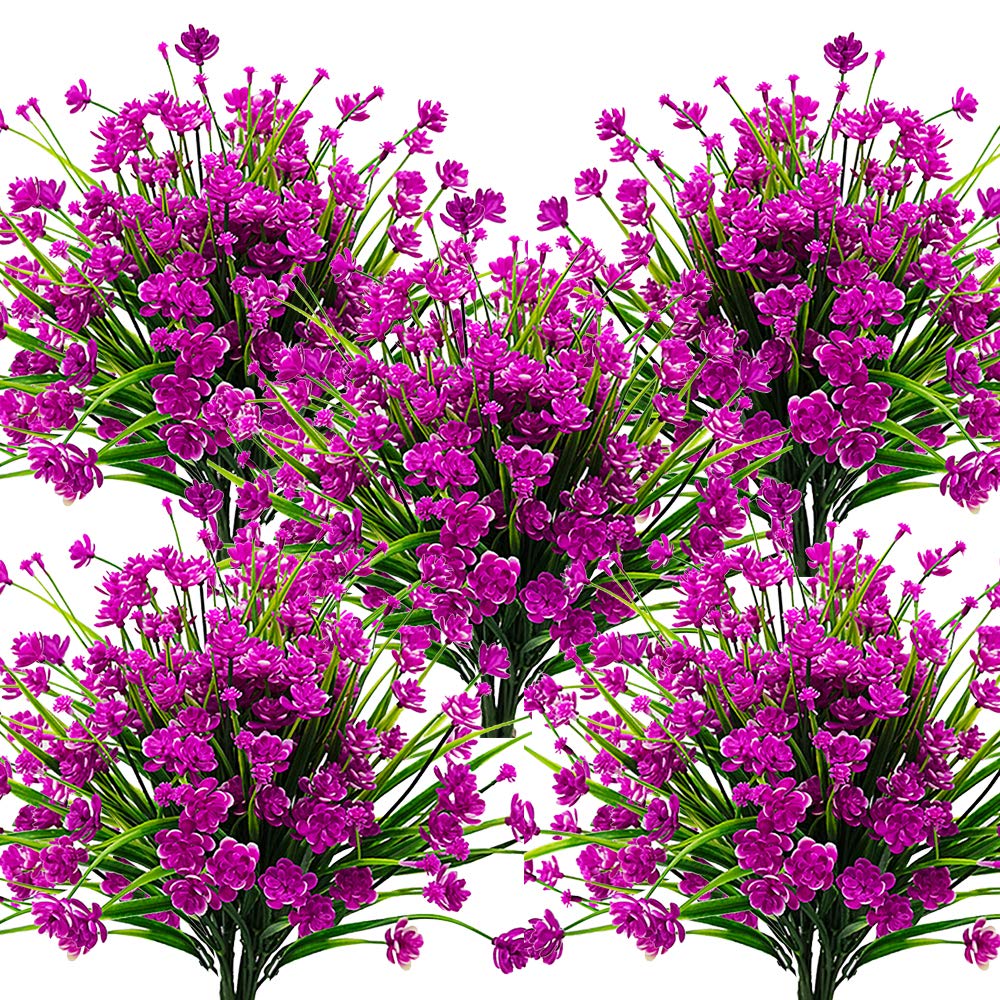 Grunyia 10-bundle artificial flowers for outdoor UV-resistant display.