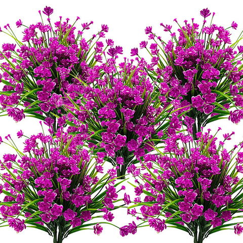 Grunyia 10-bundle artificial flowers for outdoor UV-resistant display.
